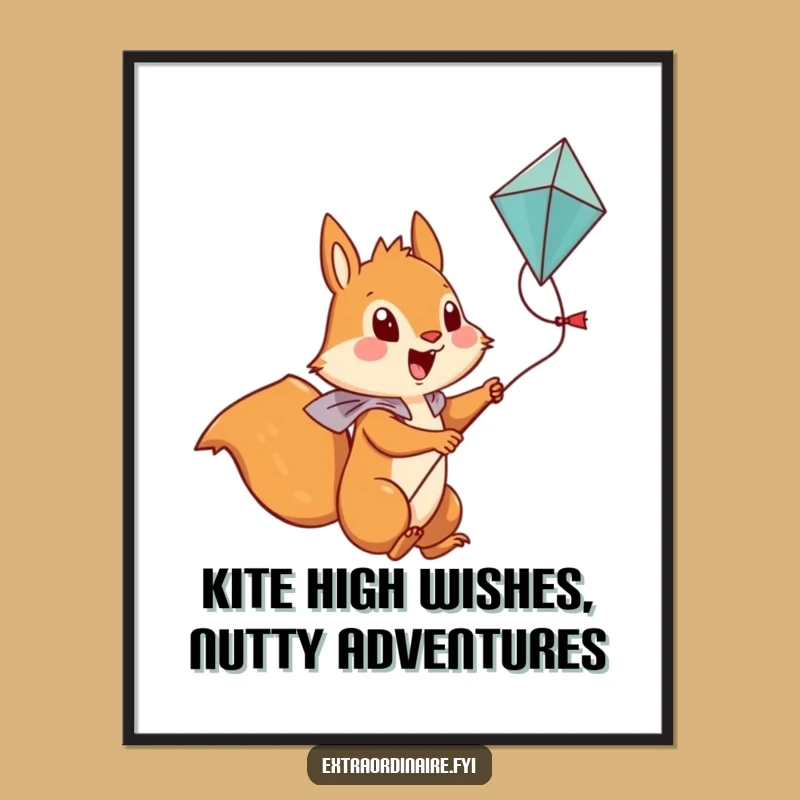 Brave Squirrel Kite Funny Free Printable Wall Art - Adventure Downloadable Decor!