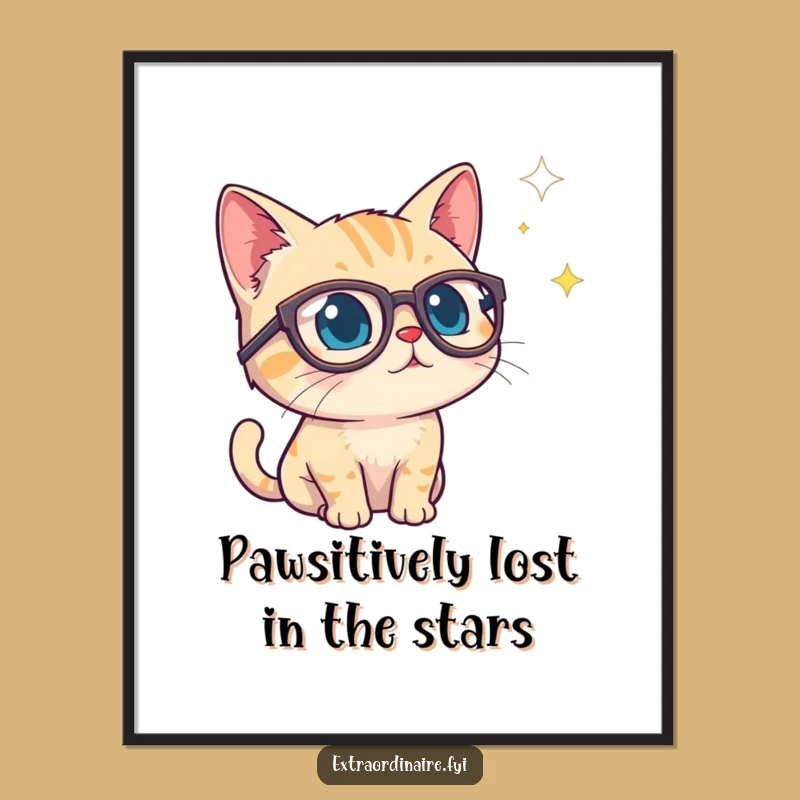 Funny Free Printable Starry Cat Wall Art - Curious Downloadable Decor!