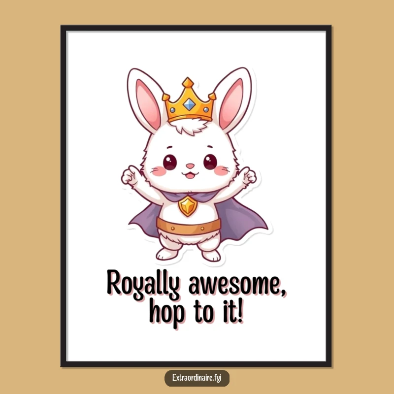 Heroic Bunny Free Printable Wall Art - Crowned Character Downloadable Decor