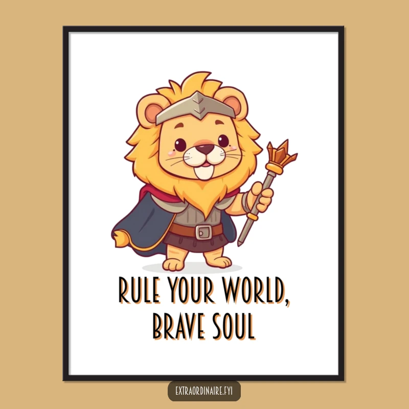 Free Printable Funny Wall Art: Brave Lion King Downloadable Decor