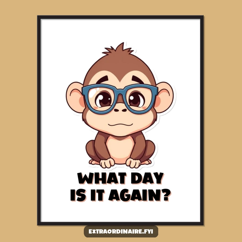 Funny Free Printable Wall Art: Silly Monkey Confusion, Downloadable Quirky Decor