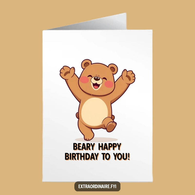 Energetic Free Printable Birthday Card: Dancing Bear Cartwheel - Fun Downloadable Gift!