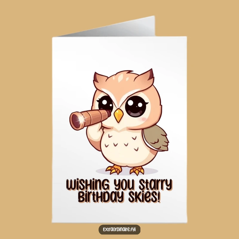 Free Printable Birthday Card: Curious Owl's Starry Wish - Funny Downloadable!