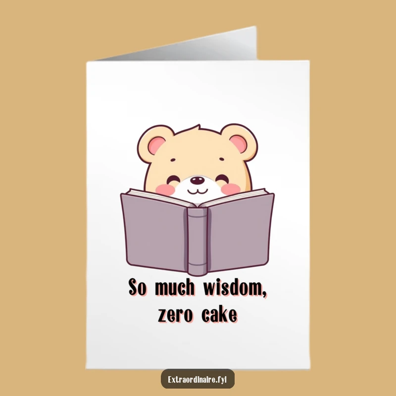Free Printable Birthday Card: Funny Bear Reading, Downloadable Gift for Book Lovers