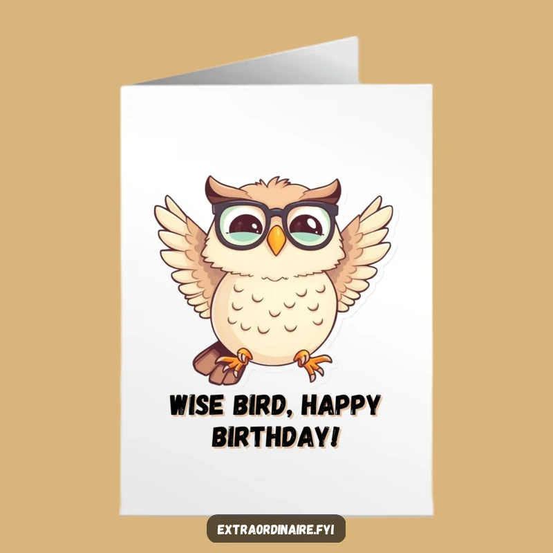 Free Printable Birthday Card: Funny Owl Mismatched Wings Humor Downloadable