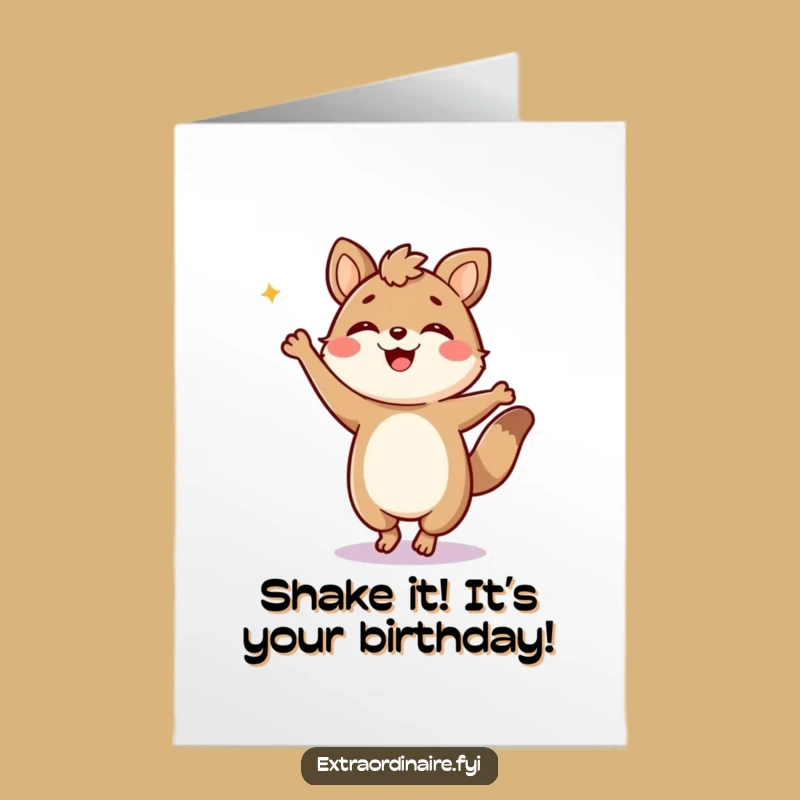 Free Printable Birthday Card: Jubilant Animal Dancing - Funny Downloadable Gift