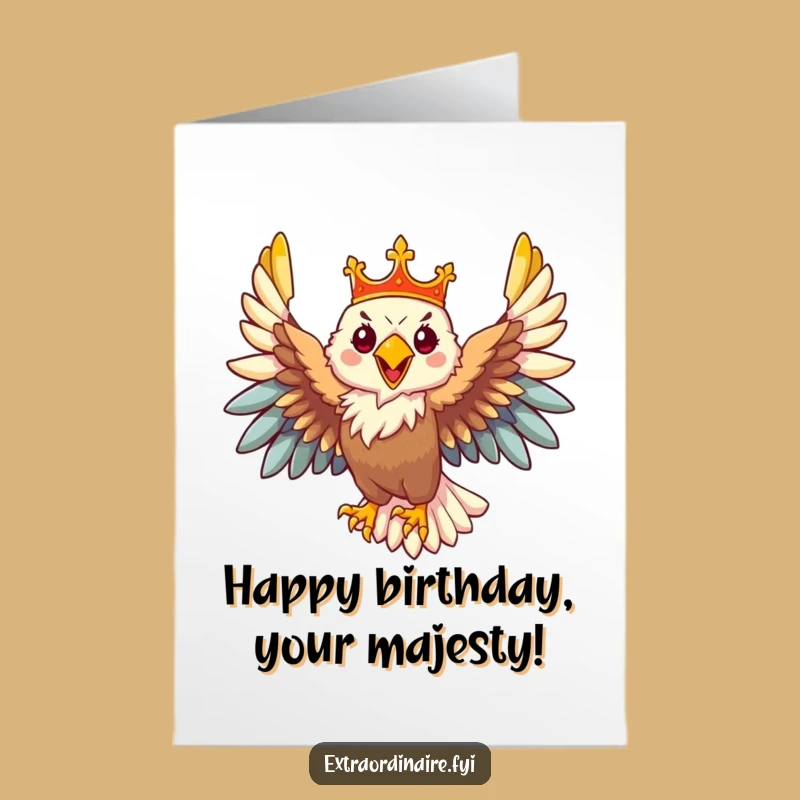 Free Printable Eagle Birthday Card: Majestic Crowned Soar for a Royal Downloadable Gift