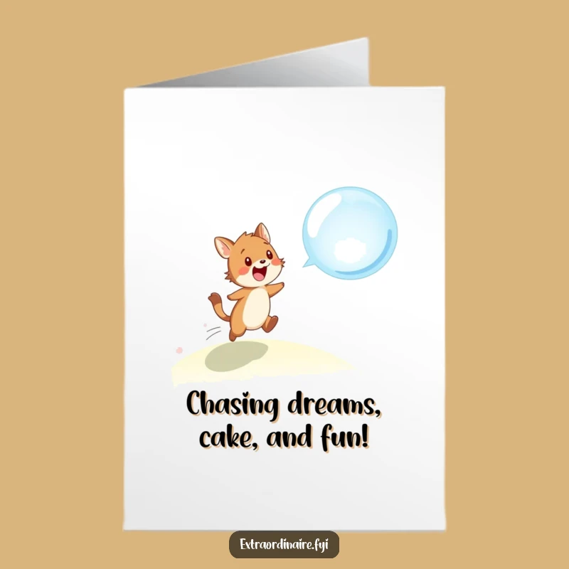 Free Printable Funny Birthday Card: Whimsical Animal Bubble Chase - Downloadable Fun!