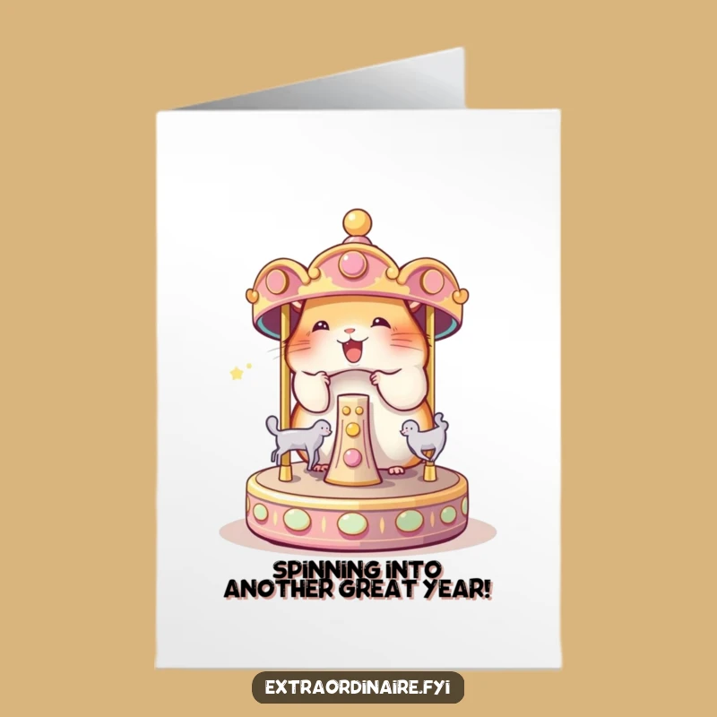 Free Printable Hamster Birthday Card: Whimsical Spinning Carousel Downloadable Gift