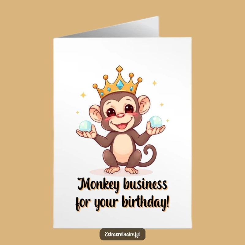 Free Printable Juggling Monkey Birthday Card - Royal Funny Downloadable Gift!