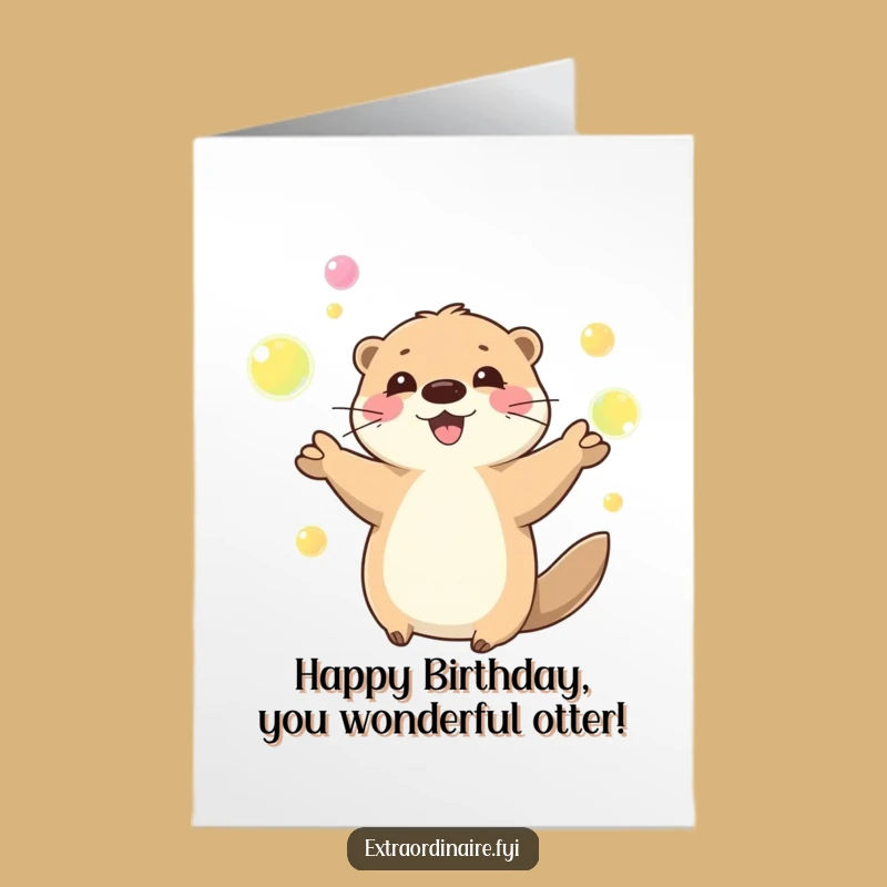 Otter Birthday Card Free Printable: Juggling Fun Downloadable Celebration Gift