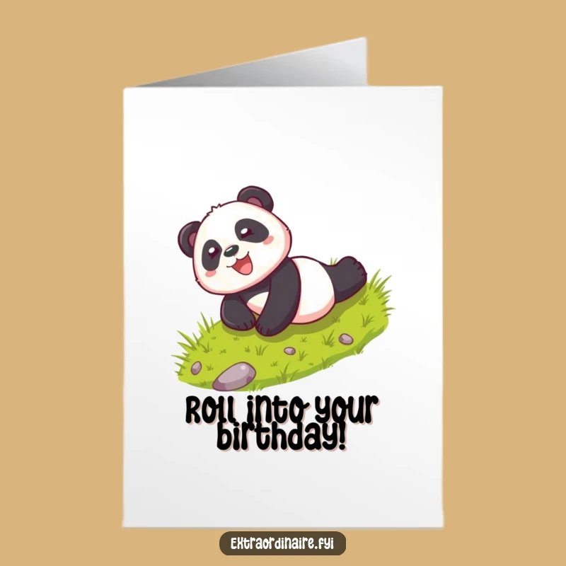 Free Printable Birthday Card: Playful Panda Rolling Funny Downloadable Gift