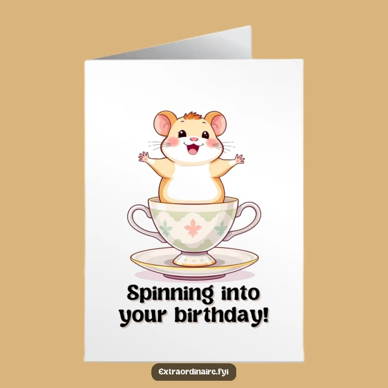 Free Printable Birthday Card: Hamster's Teacup Ride Funny Downloadable Gift