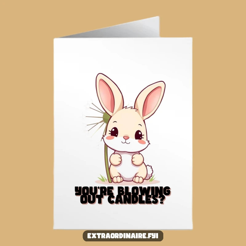 Free Printable Birthday Card: Bunny Dandelion Peek Humor Downloadable Gift