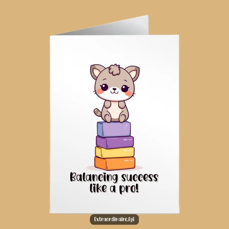 Free Printable Congrats Card: Animal Balancing - Funny Downloadable Gift for Achievement
