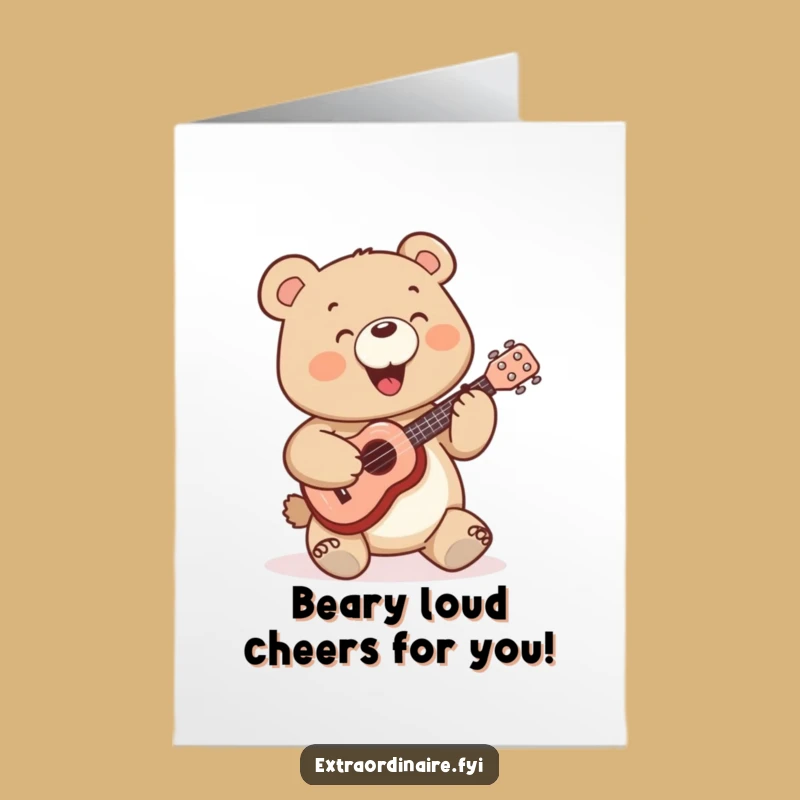 Free Printable Congrats Card: Bear's Ukulele Victory Song - Humorous Download!