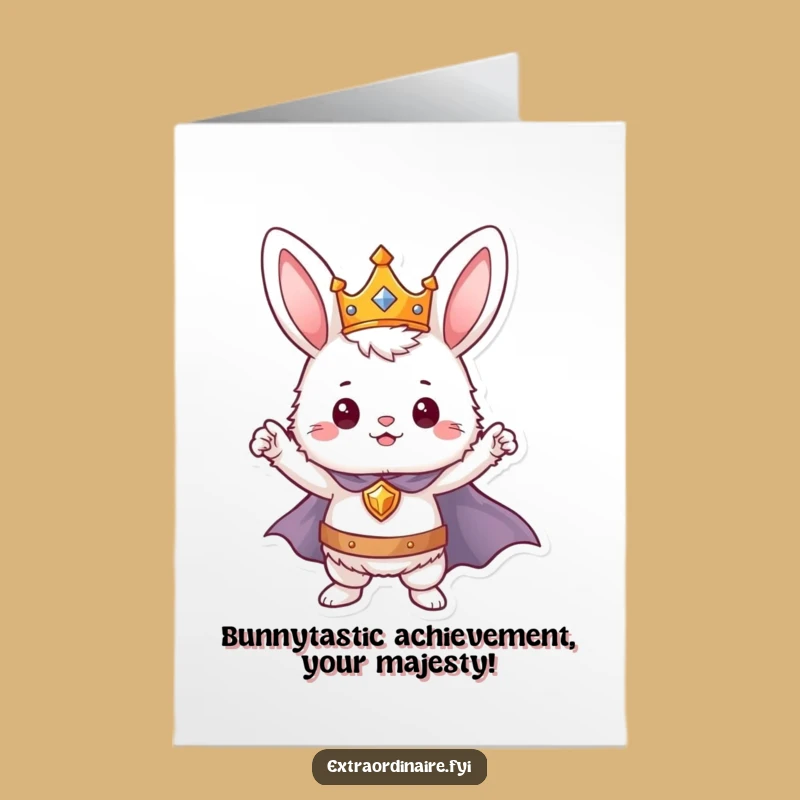 Heroic Bunny Free Printable Congrats Card - Crowned Champion Downloadable Gift