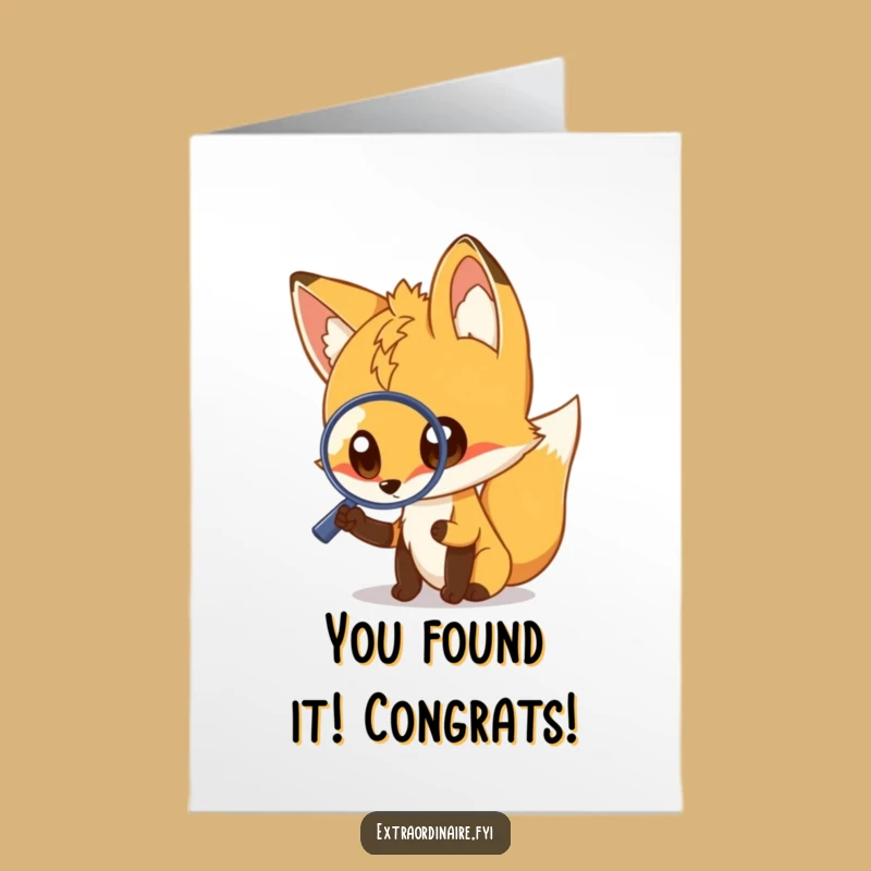 Free Printable Congrats Card: Curious Fox Investigates Success, Funny Downloadable Gift