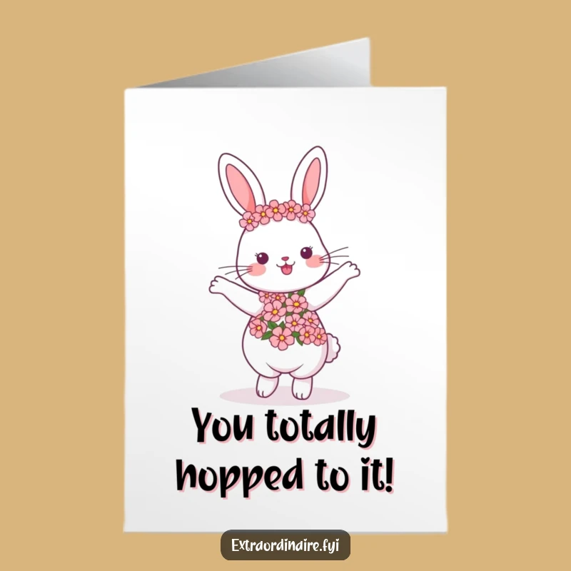 Free Printable Congrats Card: Dancing Rabbit Celebrates, Cheerful Downloadable Gift