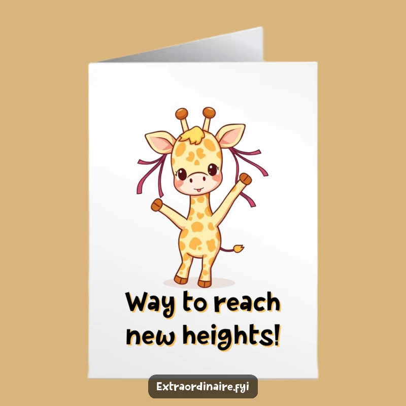 Free Printable Congrats Card: Giraffe Celebration Dance, Cheerful Downloadable Gift
