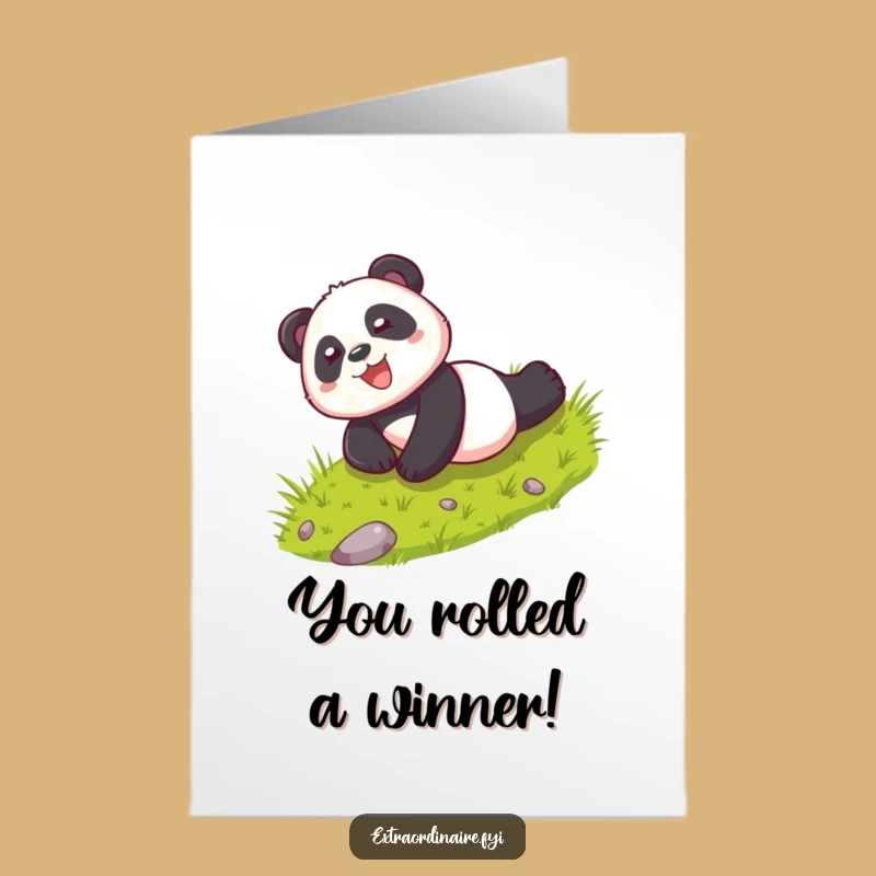 Free Printable Congrats Card: Playful Panda Rolling Funny Downloadable Cheer