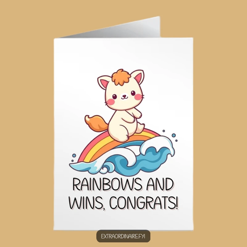Free Printable Congrats Card: Rainbow Animal Rider - Celebrate with Joy!