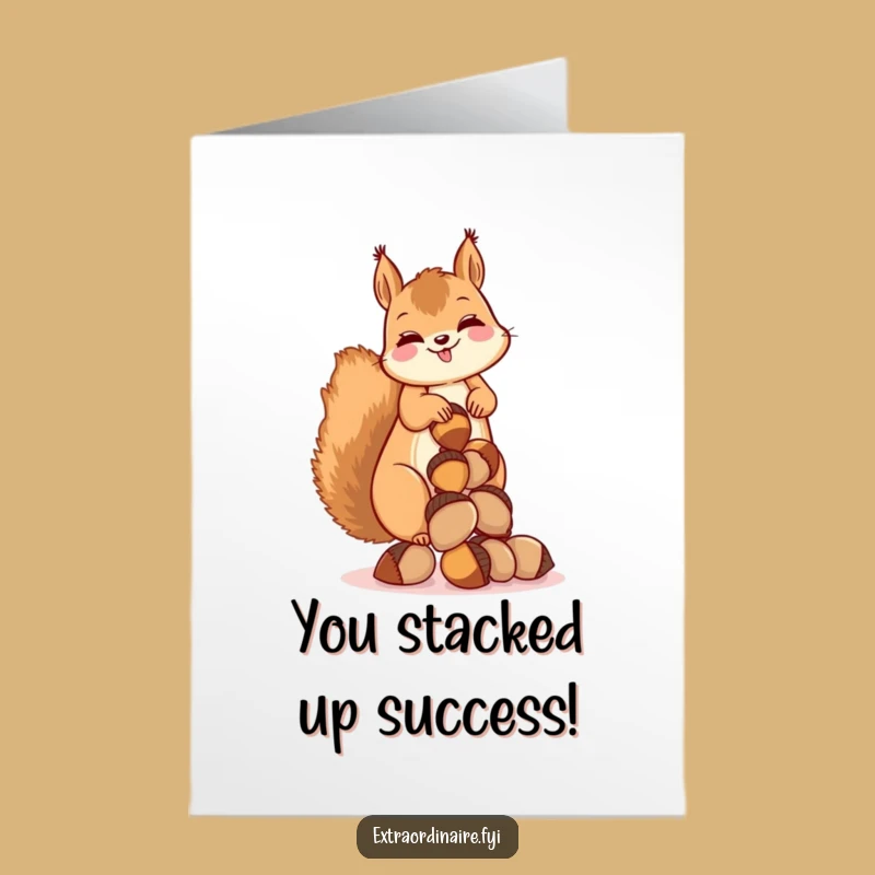 Free Printable Congrats Card: Squirrel Acorn Hoard, Funny Downloadable for Big Wins
