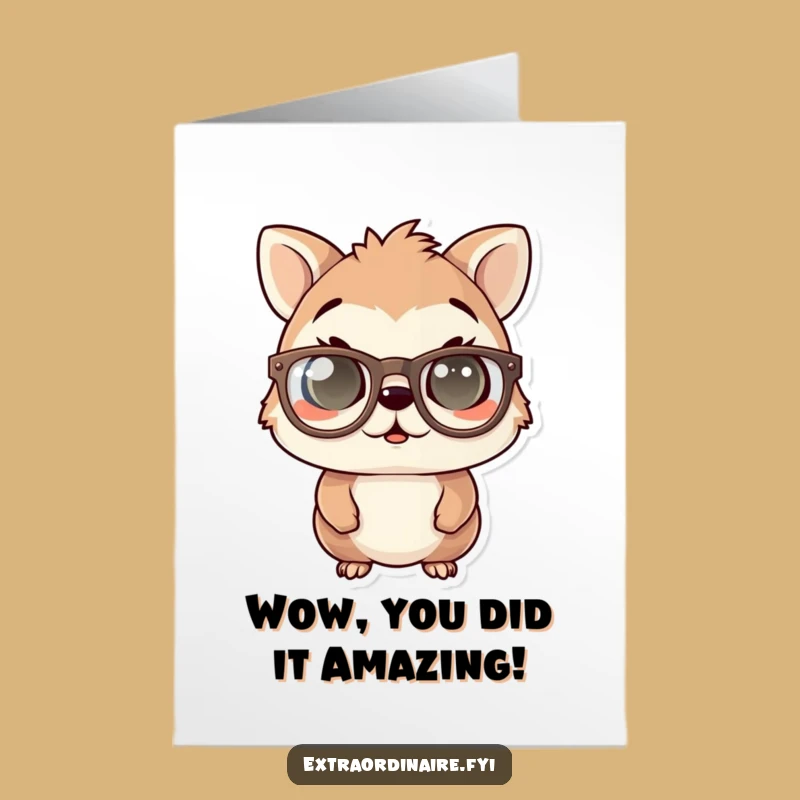 Free Printable Congrats Card: Startled Specs Animal - Shockingly Good Wishes!