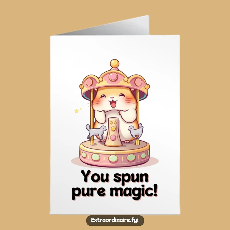 Free Printable Hamster Congratulations Card: Magical Carousel Downloadable for Wins