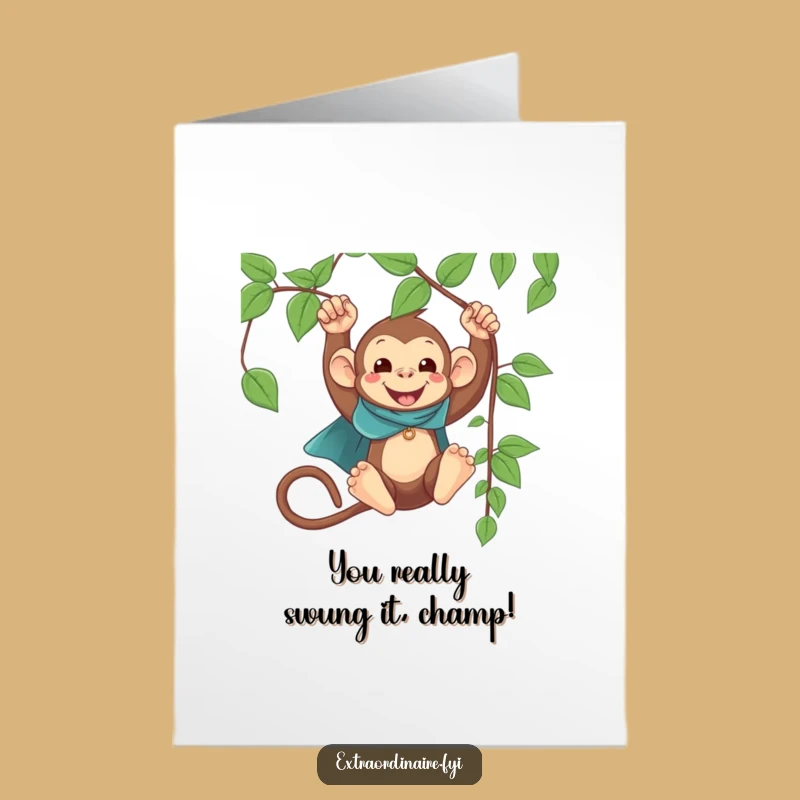 Free Printable Monkey Congratulations Card: Cheerful Swinging Monkey Downloadable for Any Achievement