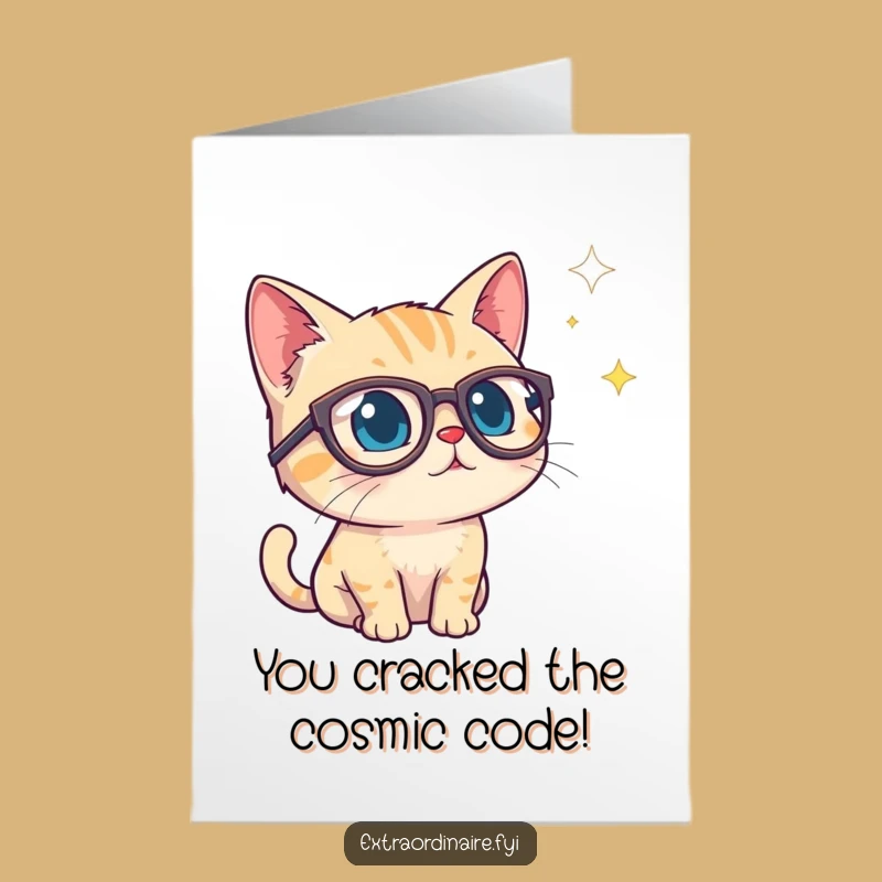 Free Printable Starry Cat Congrats Card - Cosmic Funny Downloadable Gift!