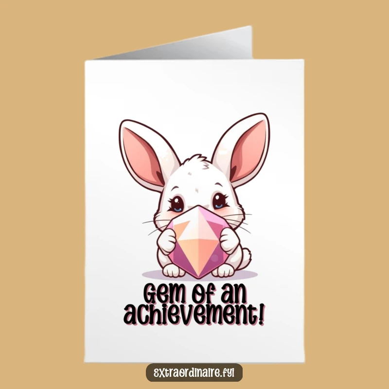 Free Printable Curious Rabbit Gem Funny Congrats Card - Downloadable DIY Gift