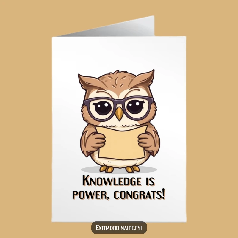 Free Printable Wise Owl Congrats Card - Downloadable Scholarly Success!