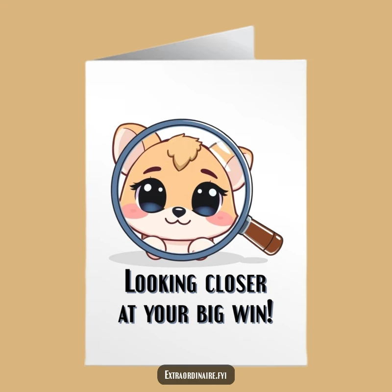Free Printable Congrats Card: Curious Animal Magnifying Glass - Funny Downloadable Gift