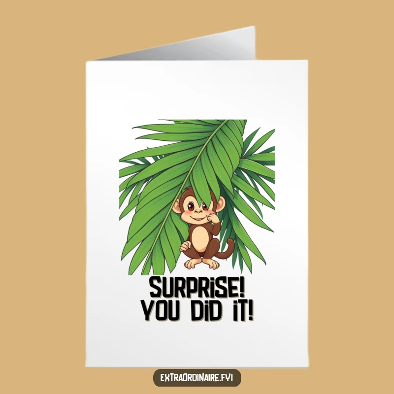 Free Printable Congrats Card: Sneaky Monkey's Secret Celebration - Funny Downloadable Gift!