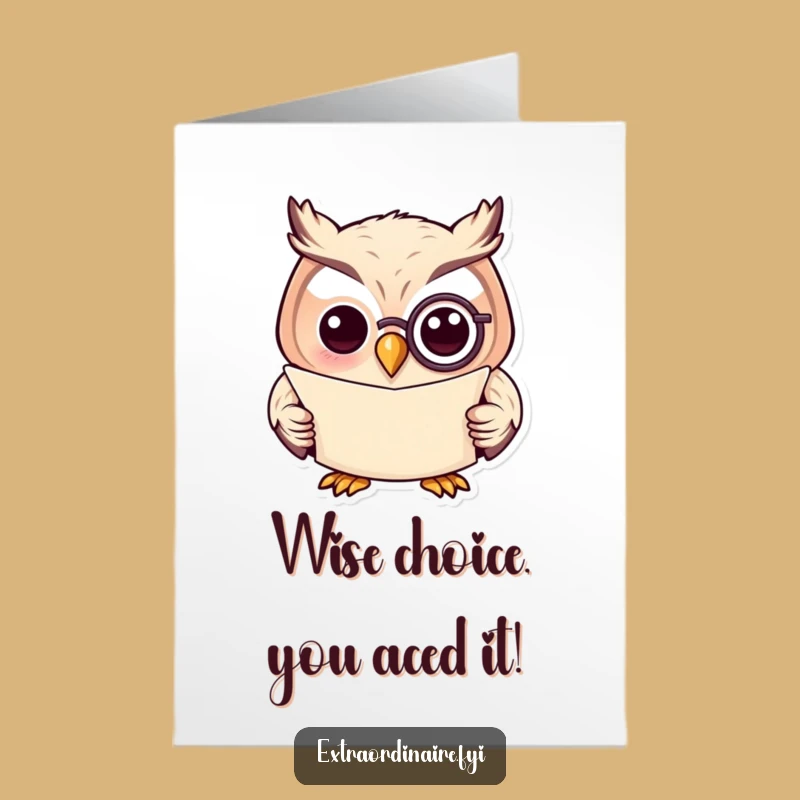 Free Printable Congrats Card: Scholarly Owl, Funny Downloadable for Smart Achievements