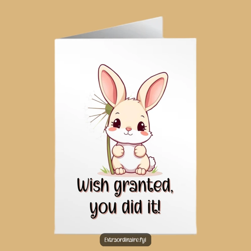 Free Printable Congrats Card: Bunny Dandelion Surprise Humor Downloadable