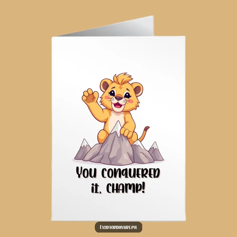 Free Printable Lion Cub Congrats Card - Victorious & Funny Downloadable Gift