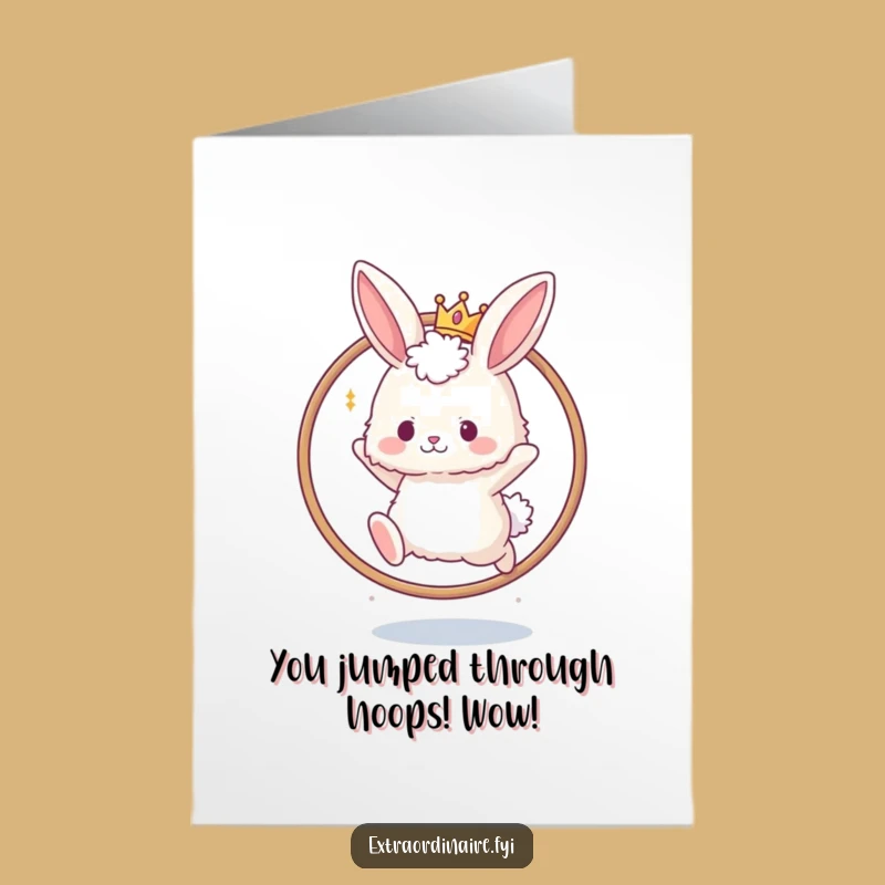 Funny Free Printable Crown Bunny Congrats Card: A Royal Leap of Success!