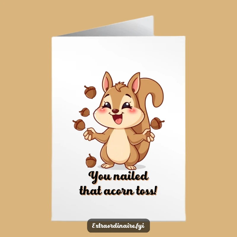 Juggling Squirrel Free Printable Congrats Card - Acorn Champ Downloadable Gift