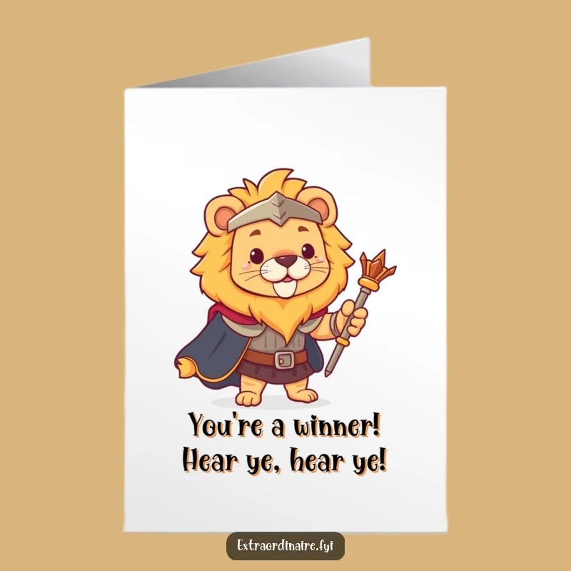 Free Printable Congratulations Card: Lion's Triumph Humor Downloadable
