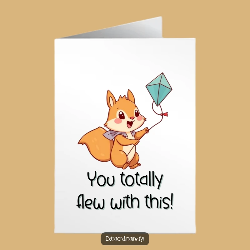 Free Printable Congrats Card: Squirrel's Victory Flight - Humorous Download!
