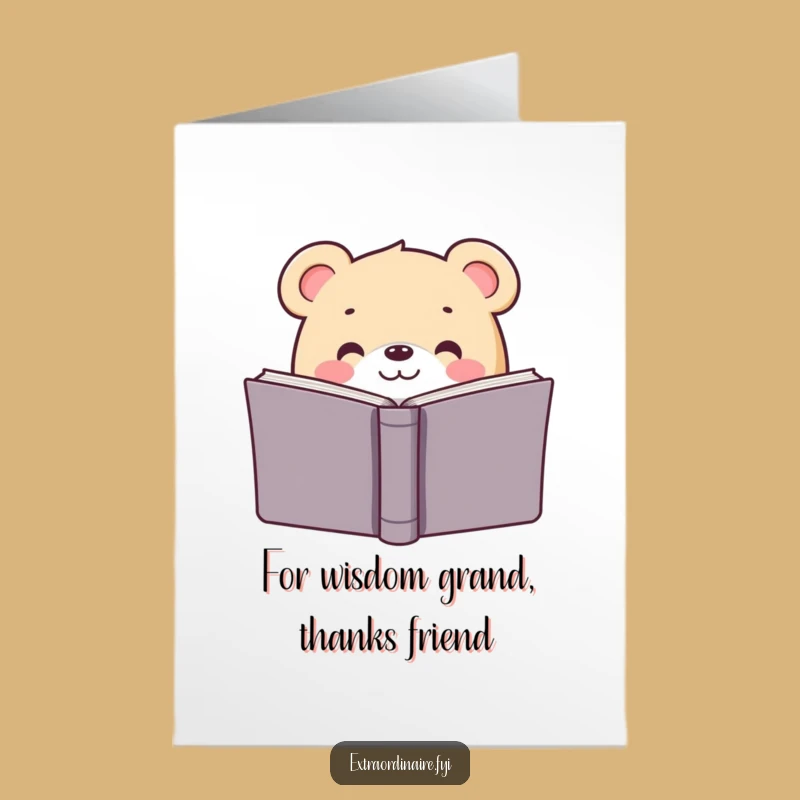 Free Printable Thank You Card: Grateful Bear Reader, Downloadable for a Personal Touch