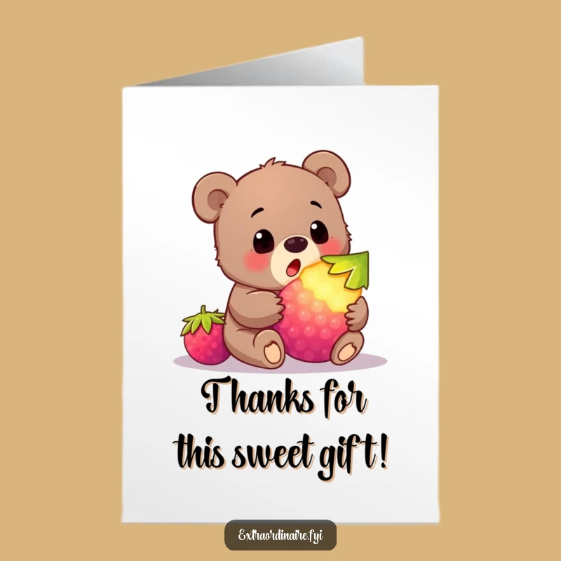 Free Printable Bear Cub Thank You Card - Humorous Berry Surprise
