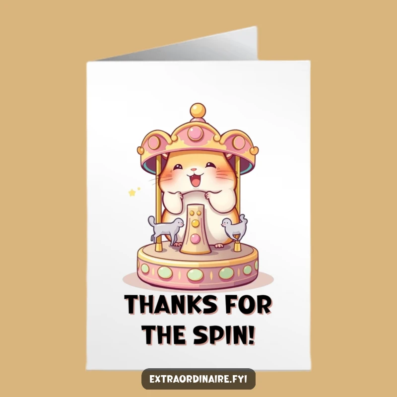 Free Printable Hamster Thank You Card: Tiny Carousel Gratitude Downloadable