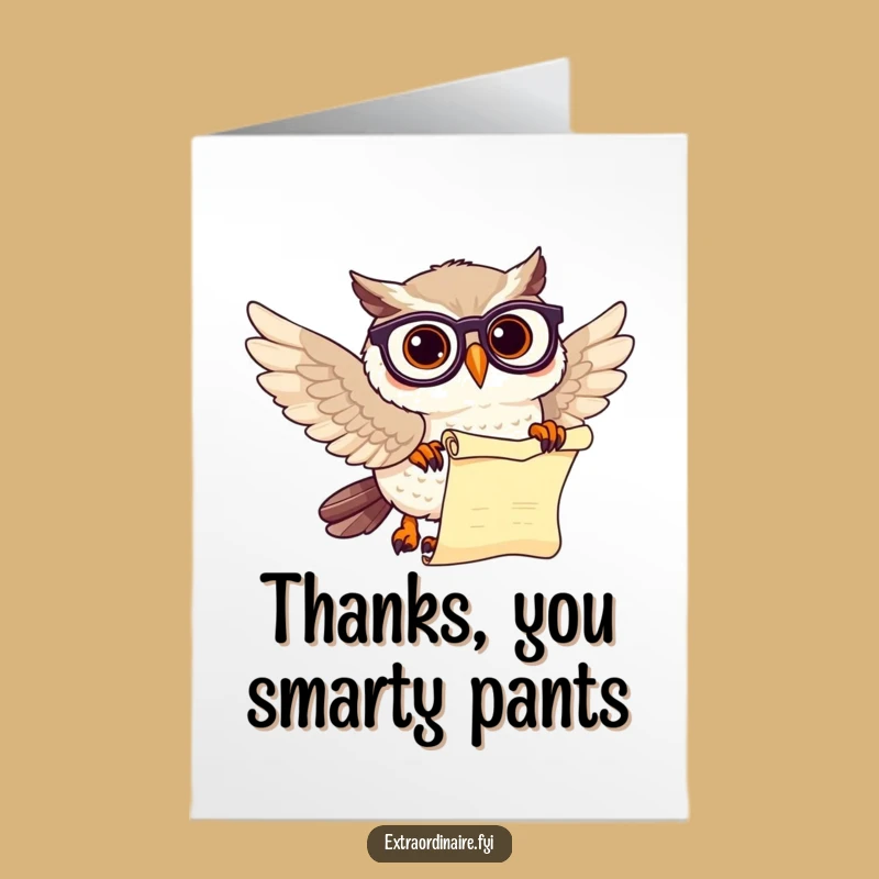 Free Printable Owl Thank You Card - Scholarly Gratitude Downloadable Gift
