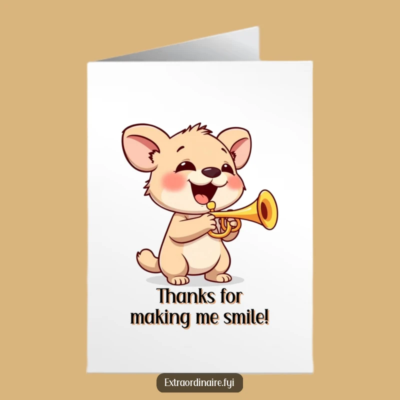 Free Printable Thank You Card: Animal Trumpet Player - Funny Downloadable Gift