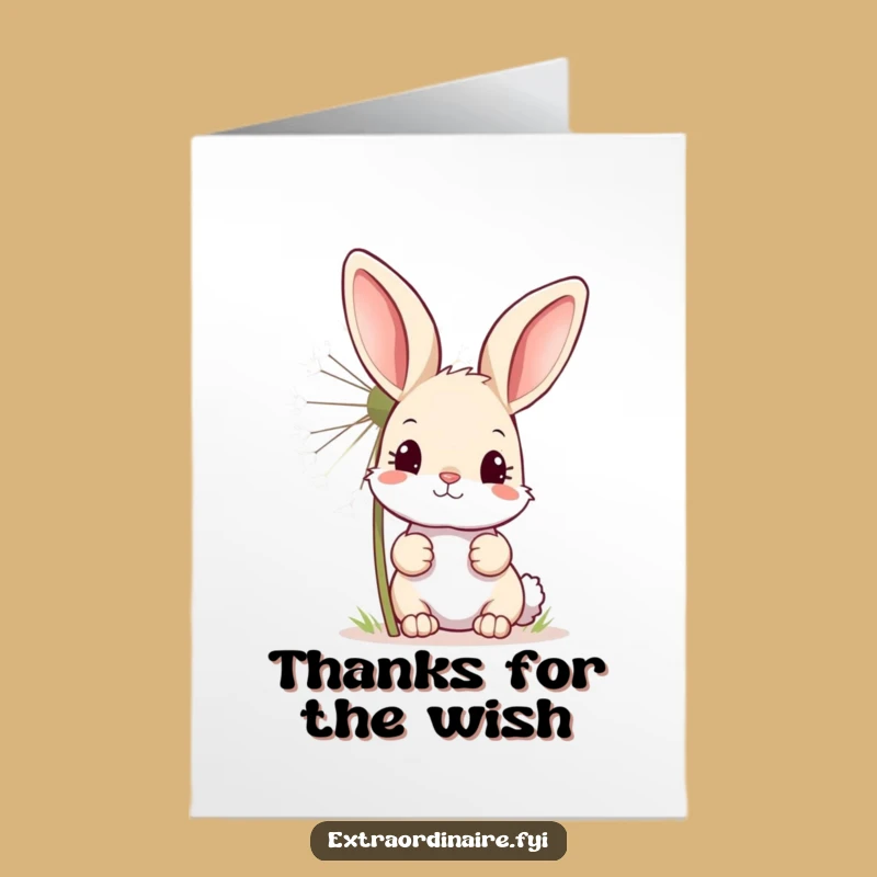 Free Printable Thank You Card: Bunny Dandelion Peek Humor Downloadable