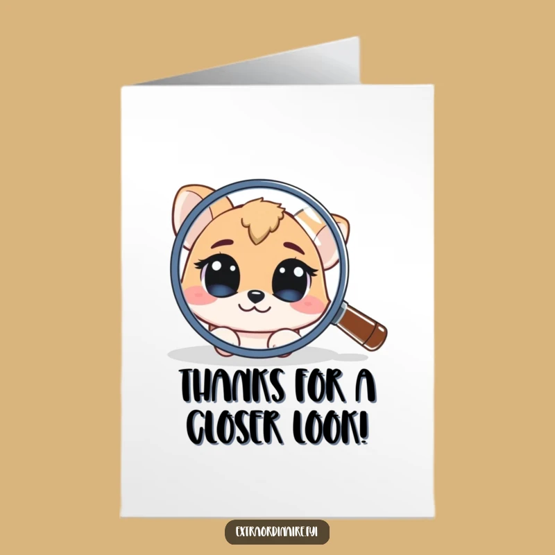 Free Printable Thank You Card: Curious Animal Magnifying Glass - Funny Downloadable Gift