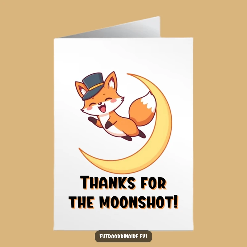 Free Printable Thank You Card: Fox Leaps Moon Top Hat Gratitude Downloadable